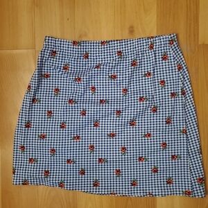 Pur Gingham Mini Skirt with Floral Details